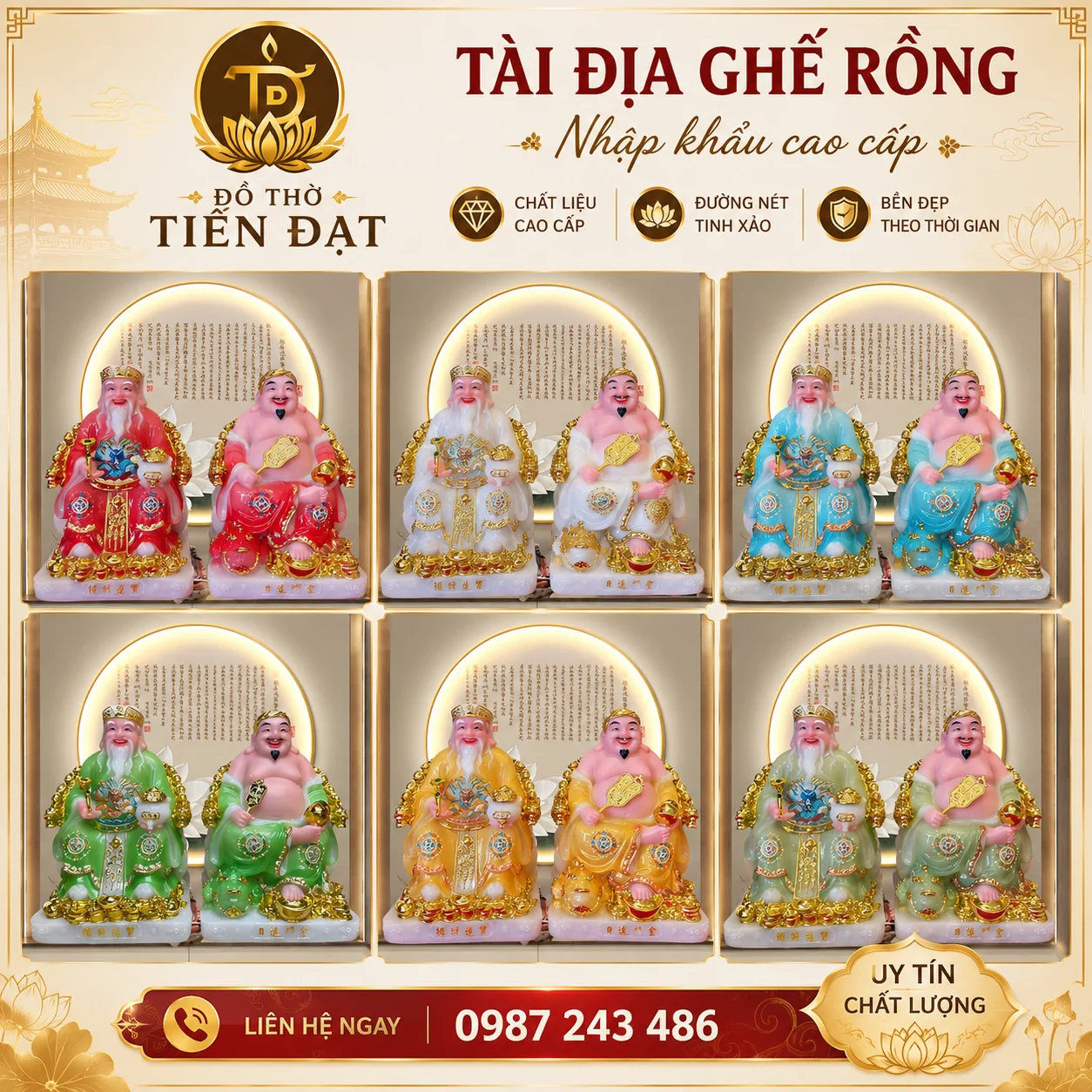 Tài Địa ghế rồng nhập khẩu cao cấp nhiều màu