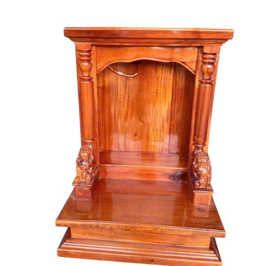Bàn thờ thần tài gỗ tràm 50cm song lân trấn phong thủy