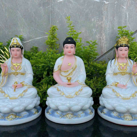 Bộ Tây phương Tam Thánh Phật màu trắng